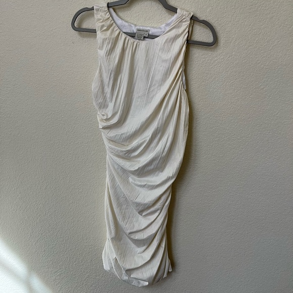 BOSTON PROPER | Ruched Sleeveless Cocktail Dress in Cream Ivory | Size 8 - Picture 3 of 10
